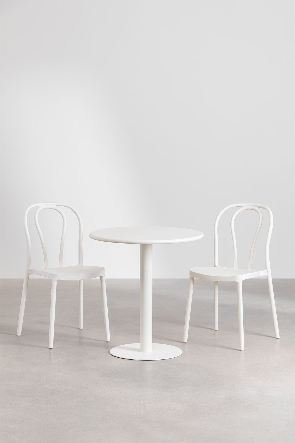 Set composto da Tavolo Tondo (Ø70 cm) e 2 Sedie da Giardino Mizzi