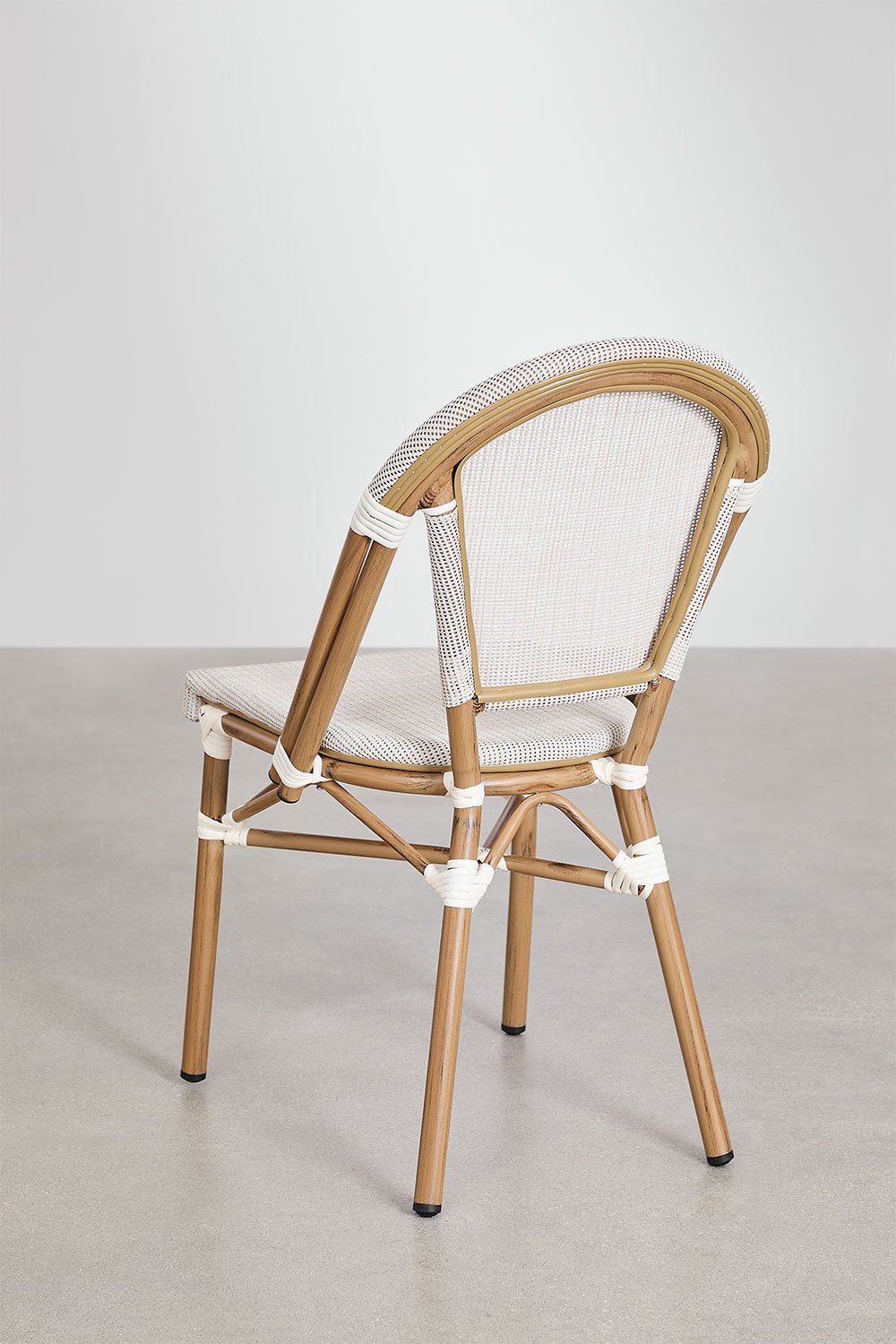 Set tavolo rotondo Ø80 cm e 2 sedie da giardino impilabili in Textilene e alluminio Brielle Bistro