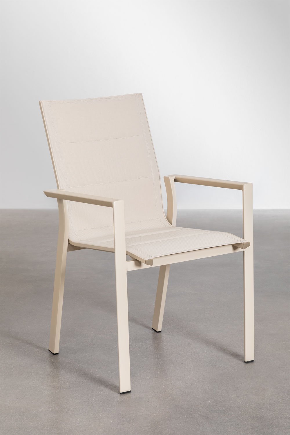 Set tavolo rotondo Valerie (Ø125 cm) e 6 sedie da giardino impilabili in alluminio Karena