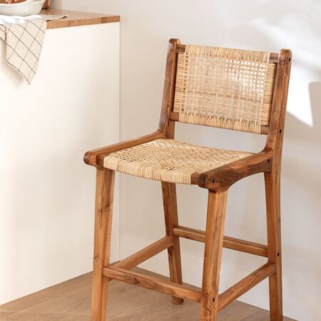 Sgabello alto ↑61 cm in legno di teak Catua
