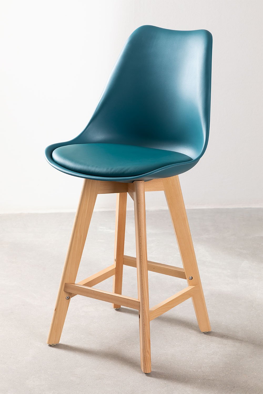 Sgabello alto con cuscino in ecopelle Nordic