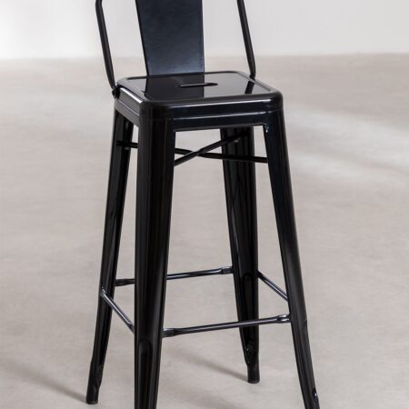 Sgabello alto con schienale in acciaio (76 cm) LIX