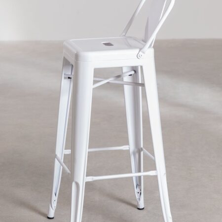 Sgabello alto con schienale in acciaio (76 cm) LIX