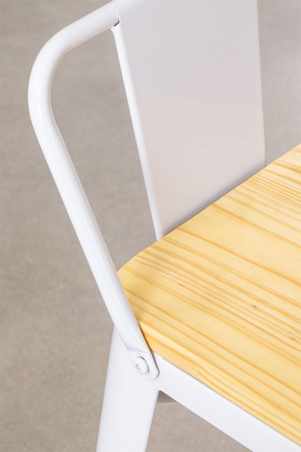 Sgabello Alto con Schienale in Acciaio(75 cm) LIX Legno