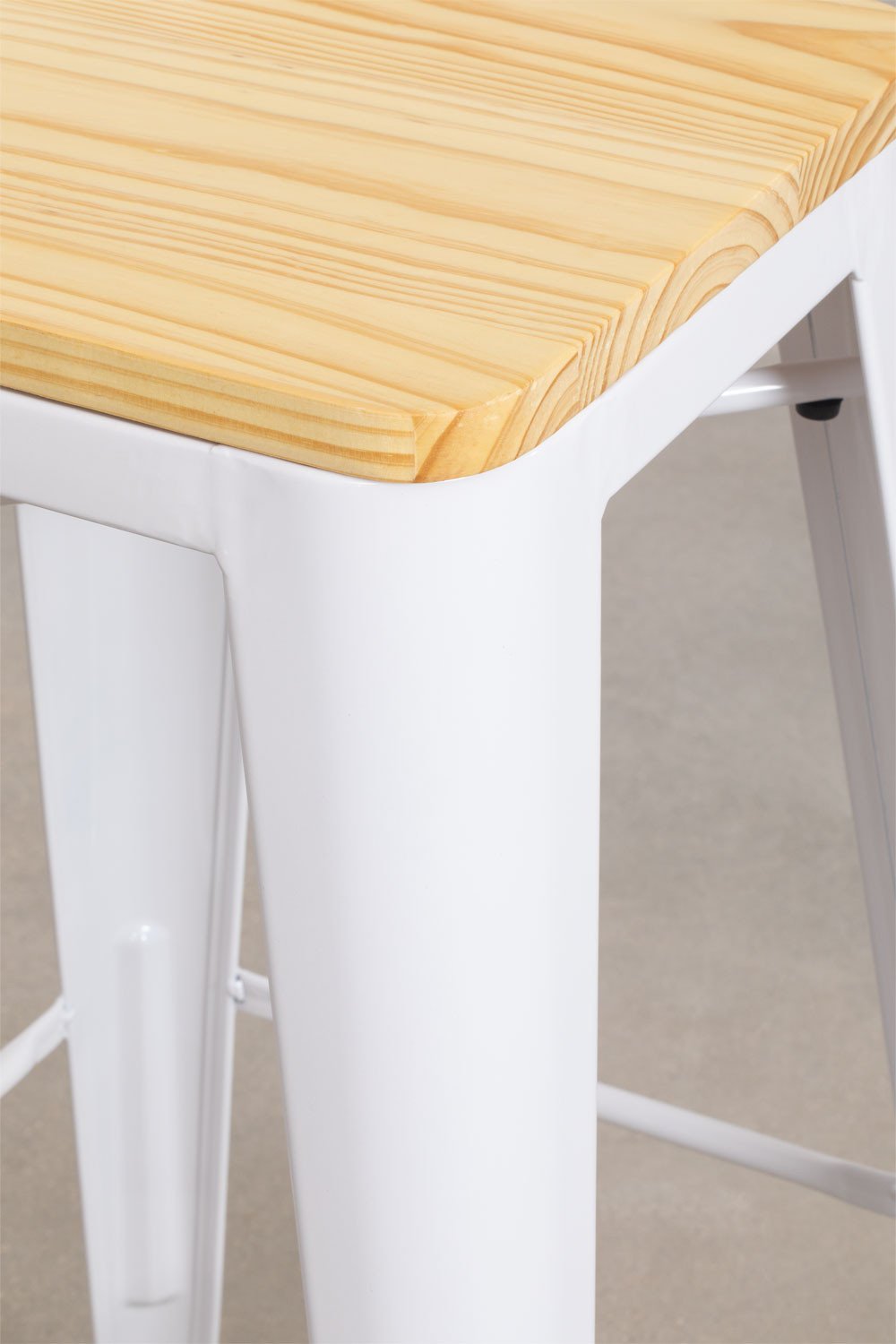 Sgabello Alto con Schienale in Acciaio(75 cm) LIX Legno