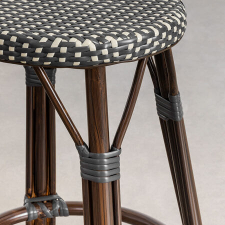 Sgabello alto da giardino in alluminio e rattan sintetico (75 cm) Brielle Bistro
