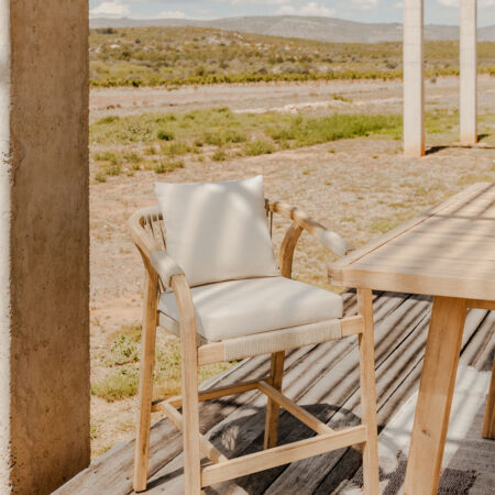 Sgabello alto 75 cm da giardino in legno di acacia Dubai