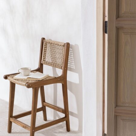 Sgabello alto da giardino in legno di teak 65 cm Malmo