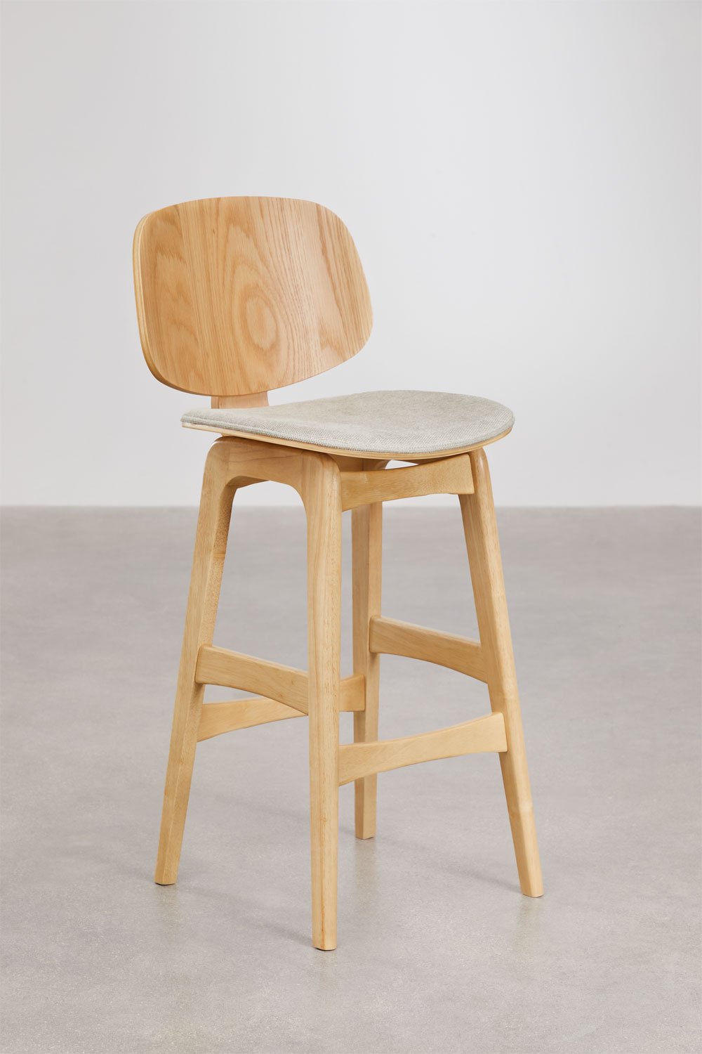 Sgabello alto in legno e rivestito Canada