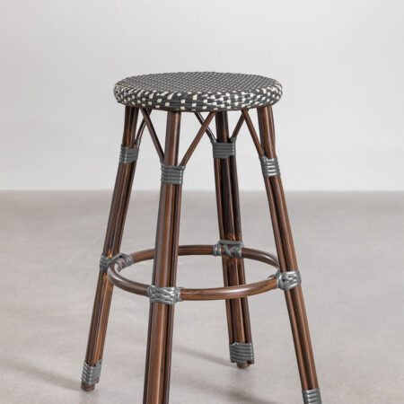 Piano tavolo impilabile in alluminio e rattan sintetico (75 cm) Brielle Bistro