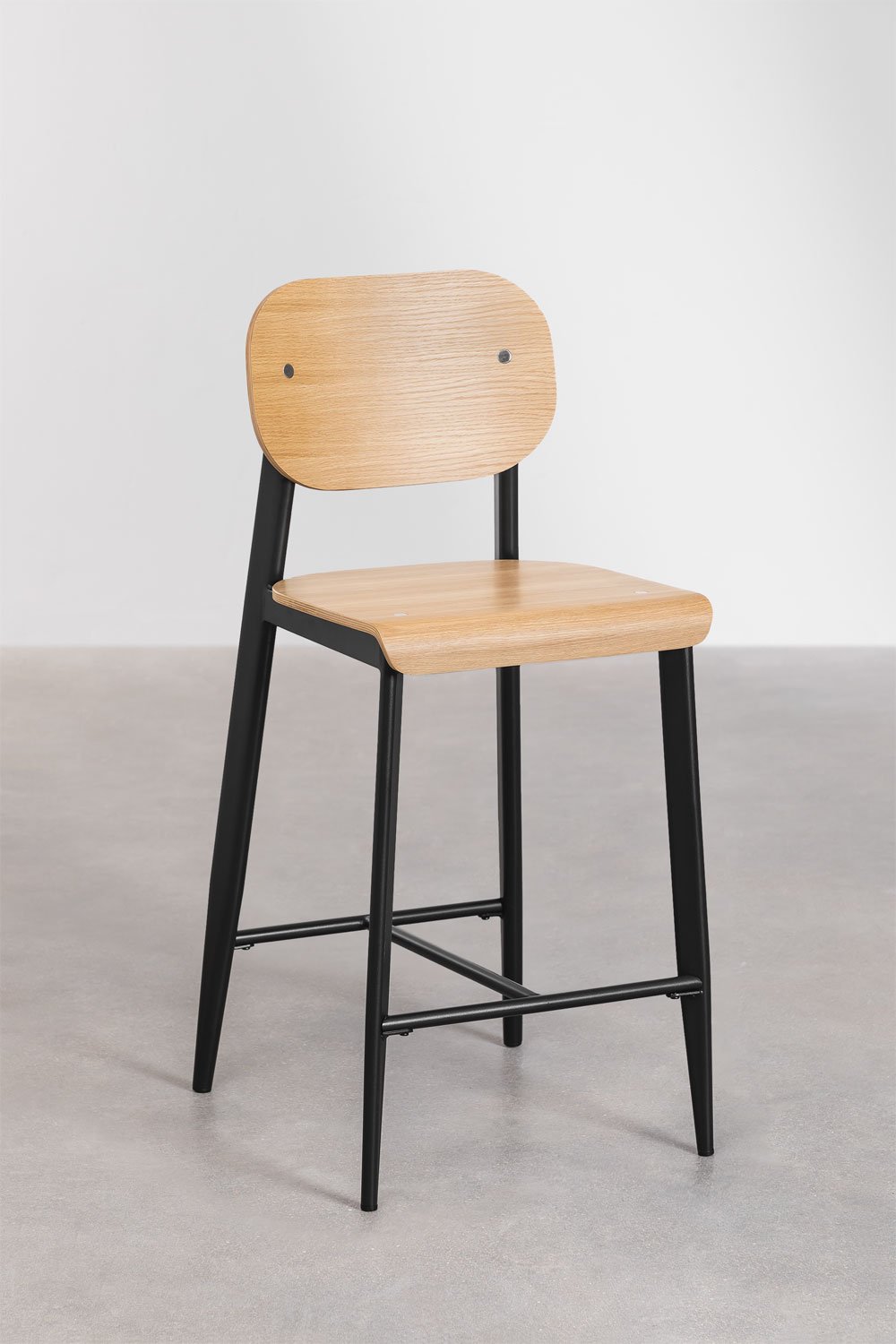 Sgabello alto in impiallacciato rovere (67 cm) E