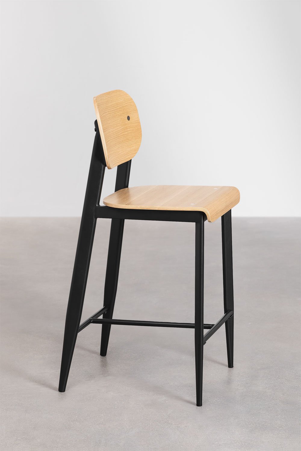 Sgabello alto in impiallacciato rovere (67 cm) E