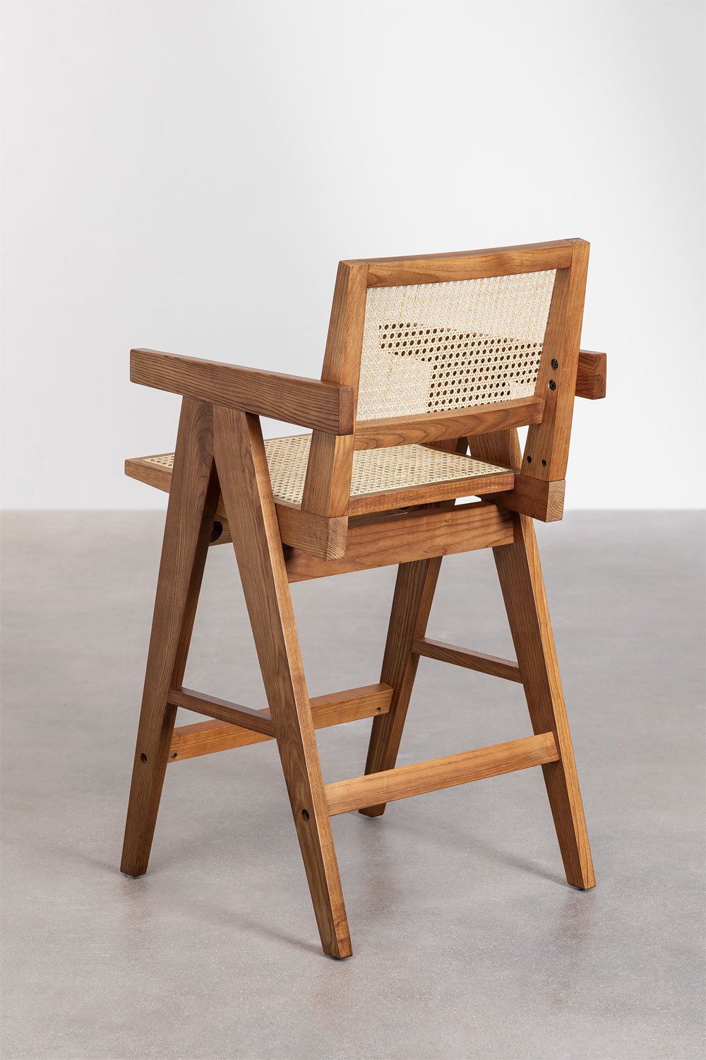 Sgabello Alto in Legno Fresno e Rattan (65,5 cm) Lali