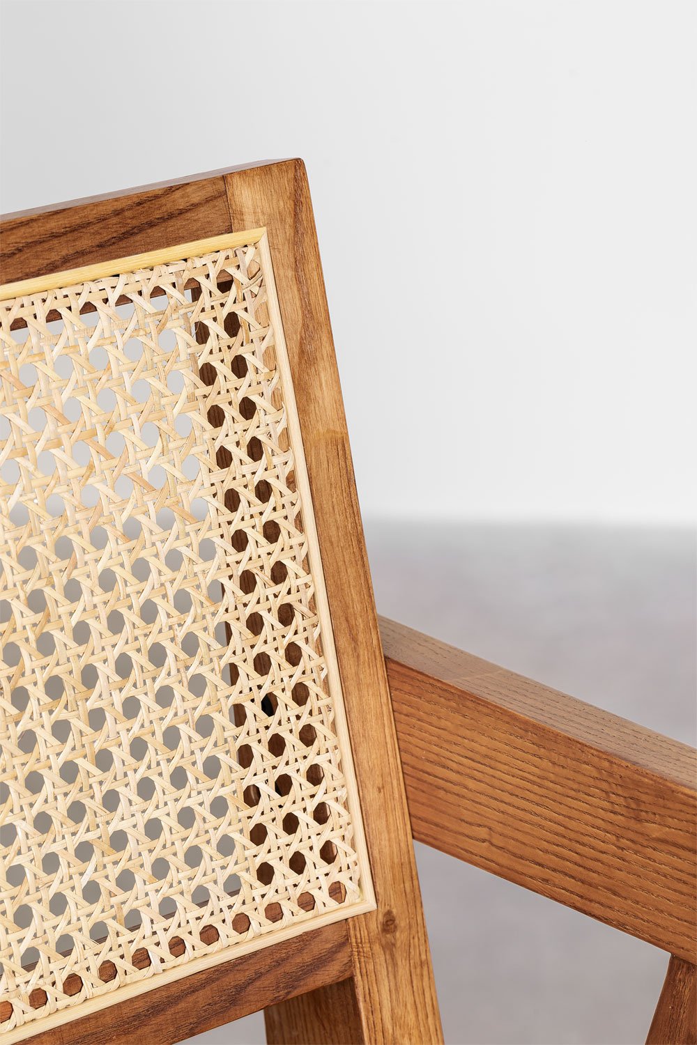 Sgabello Alto in Legno Fresno e Rattan (65,5 cm) Lali