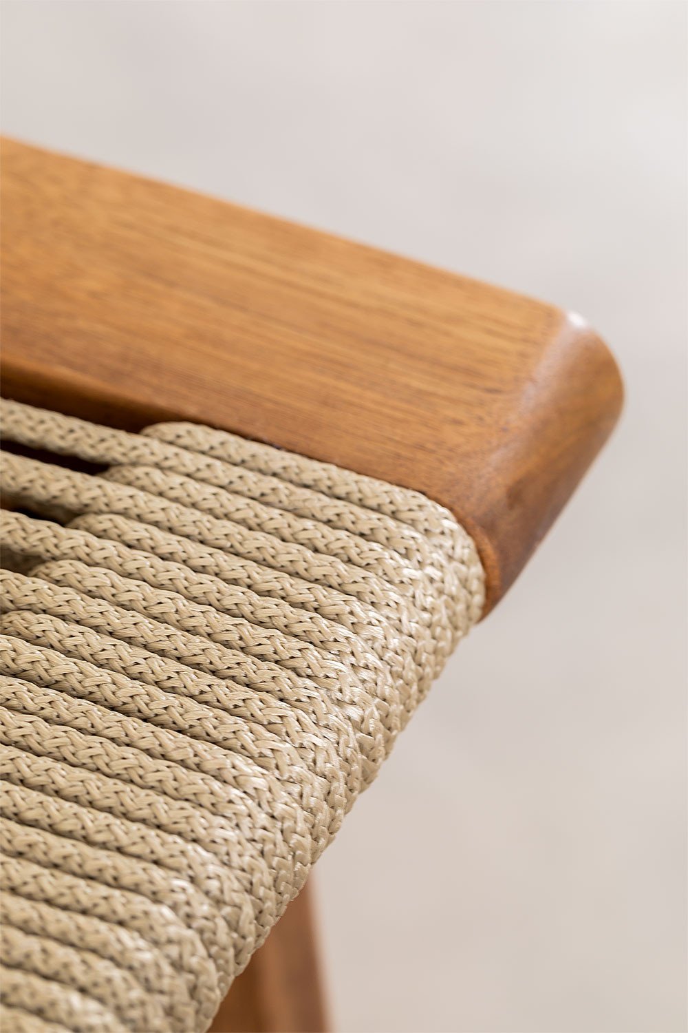 Sgabello alto 65 cm in legno di acacia e corda intrecciata Tenay