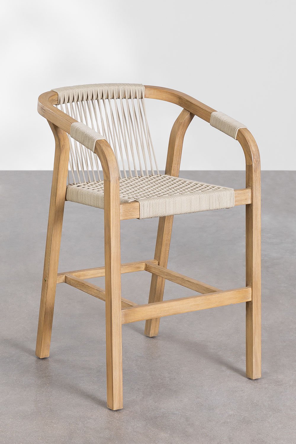 Sgabello alto 75 cm in legno di acacia Dubai