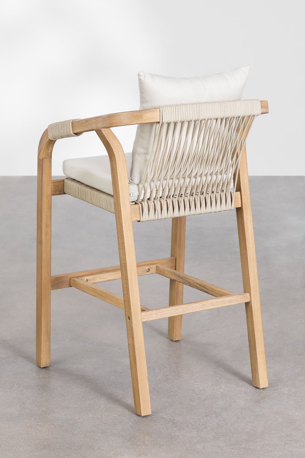 Sgabello alto 75 cm in legno di acacia Dubai