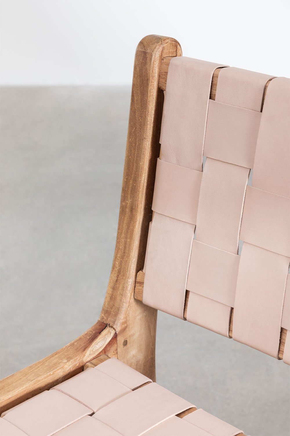 Sgabello alto 60 cm in legno e pelle Zaid