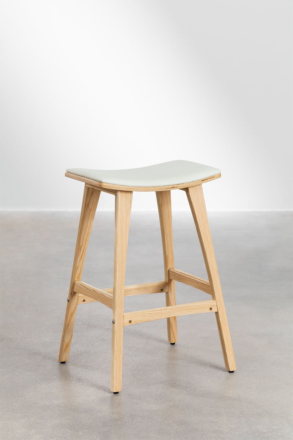 Sgabello alto 65cm in legno e similpelle Lorete
