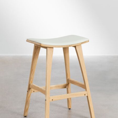 Sgabello Alto in Legno e Similpelle (67 cm) Lorete