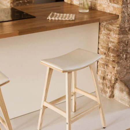 Sgabello Alto in Legno e Similpelle (67 cm) Lorete