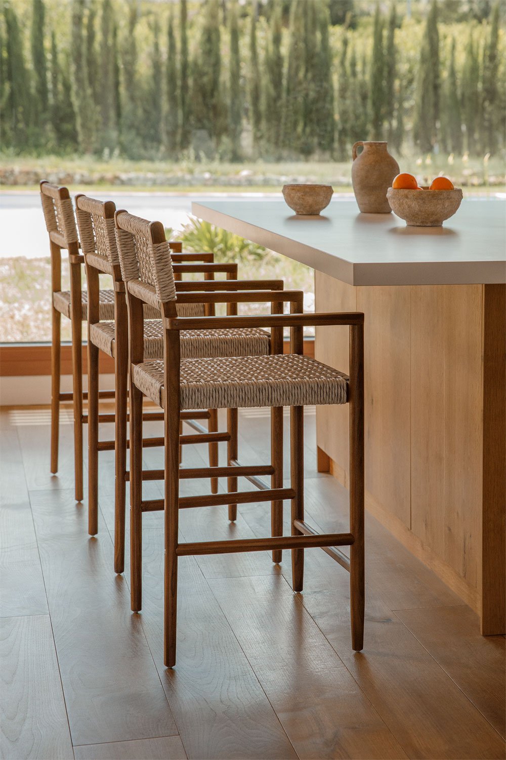 Sgabello alto in legno di teak 65cm Orebro