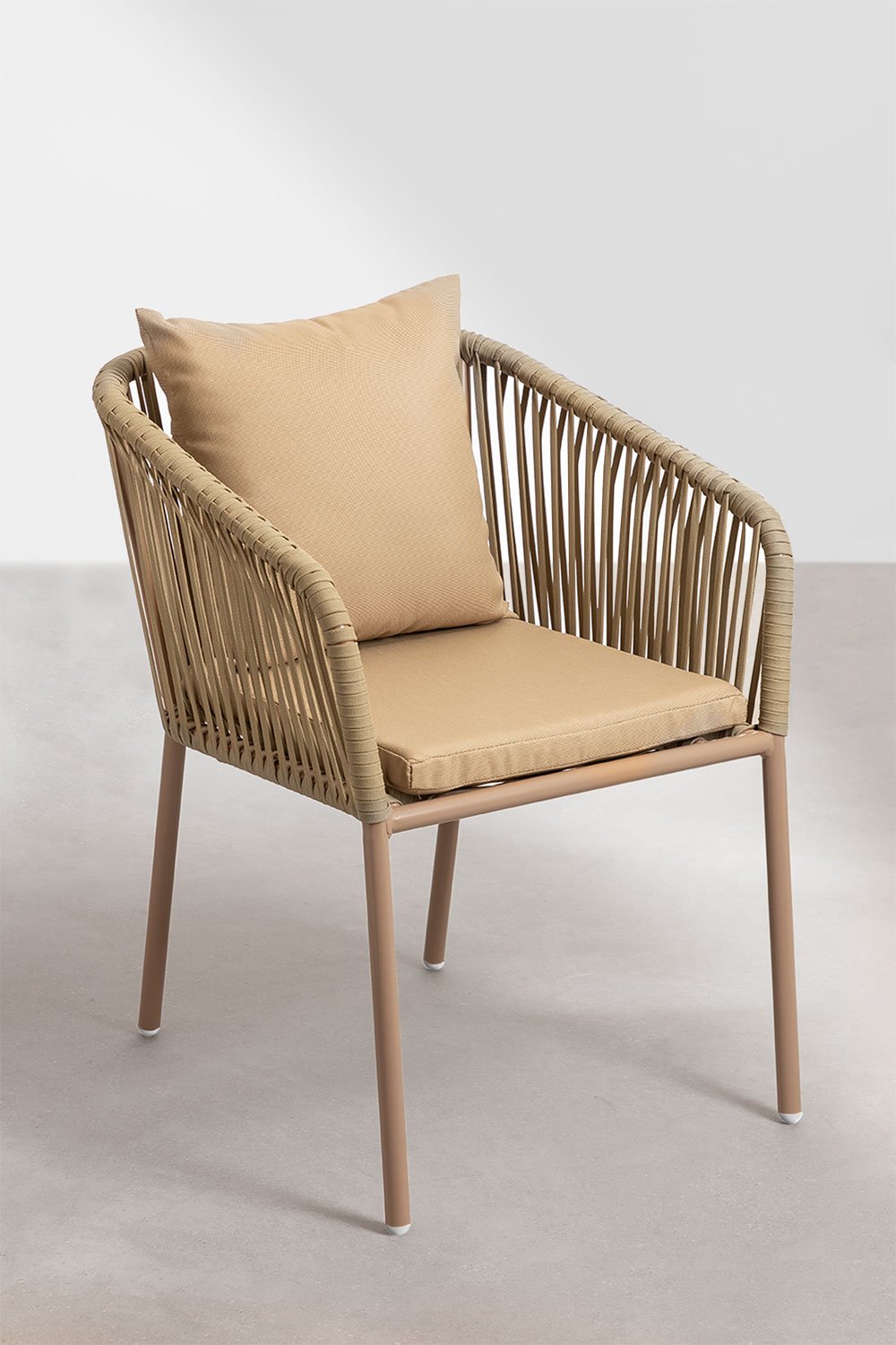 Confezione da 4 sedie da pranzo Arhiza Classic con braccioli in alluminio e corda intrecciata