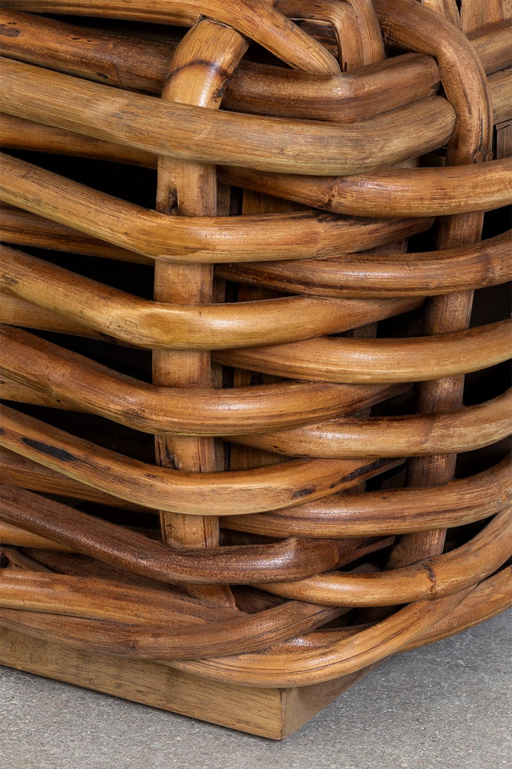 Divano componibile chaise longue sinistro 3 pezzi e pouf in rattan Milu