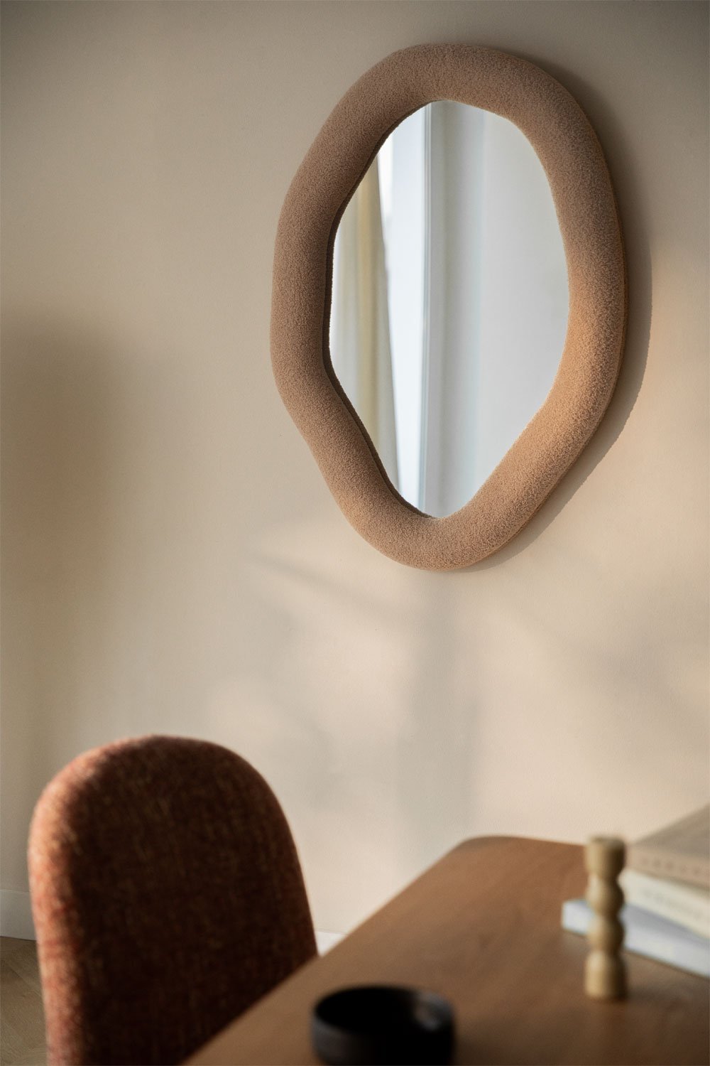 Specchio da parete 70x100 cm in shearling Ceniro
