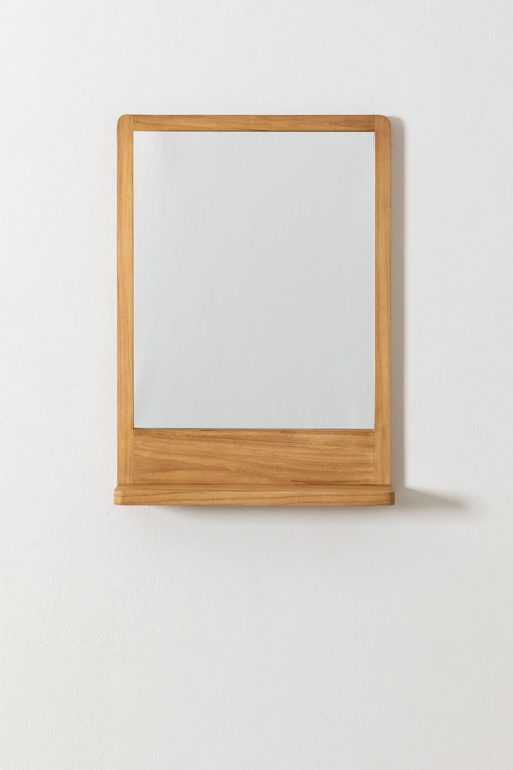 Specchio da parete con mensola in legno di teak (50x70 cm) Mazure