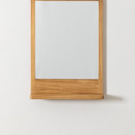 Specchio da parete con mensola in legno di teak (50x70 cm) Mazure