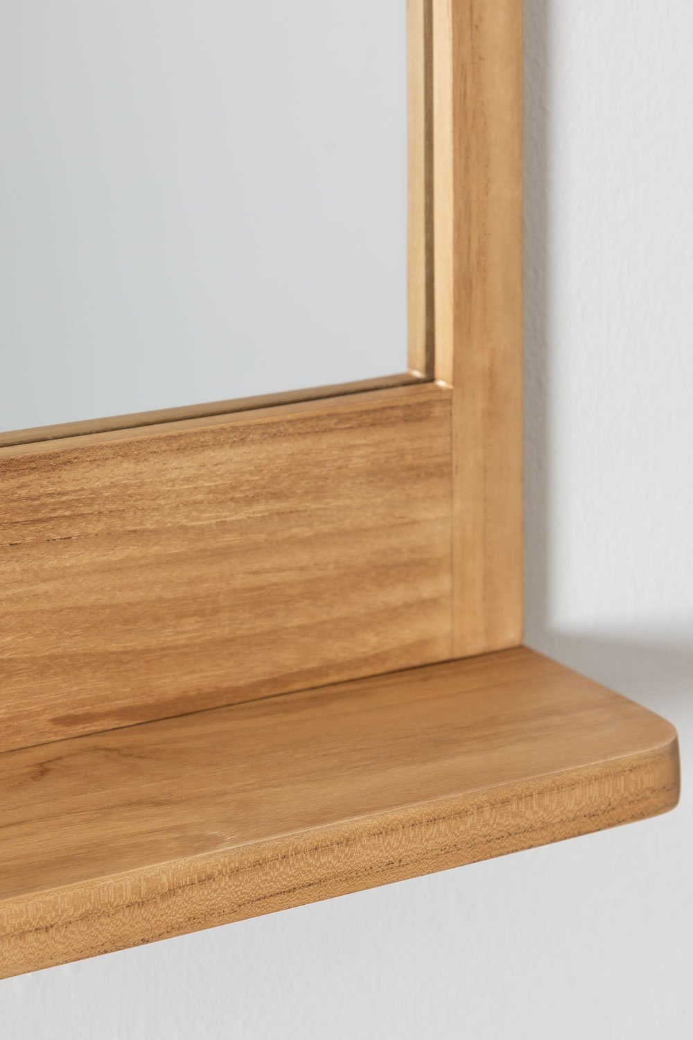 Specchio da parete con mensola in legno di teak (50x70 cm) Mazure