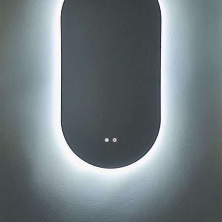 Specchio da parete ovale da bagno con luce LED e antiappannamento (50x100 cm) Asteiro