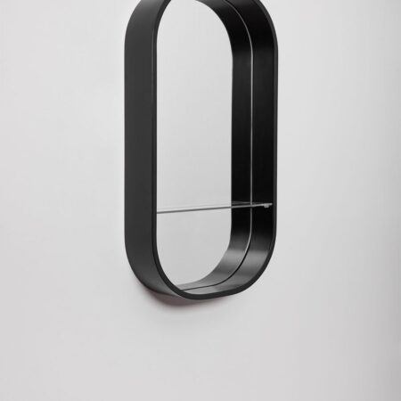 Specchio da parete ovale da bagno con mensola (50x90 cm) Warien