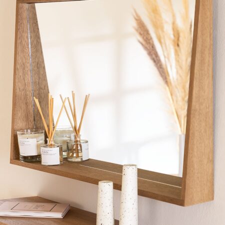 Specchio da Parete Rettangolare con Mensola in MDF (50x80 cm) Nurah