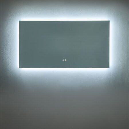 Specchio da parete rettangolare da bagno con luce LED e antiappannamento (140x75 cm) Riben