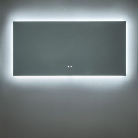 Specchio da parete rettangolare da bagno con luce LED e antiappannamento (160x75 cm) Jorvi