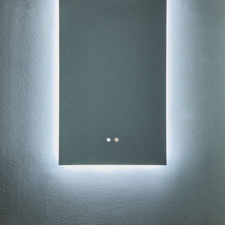 Specchio da parete rettangolare da bagno con luce LED e antiappannamento (55x90 cm) Kirvex