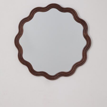 Specchio da parete rotondo in legno di rovere (Ø80 cm) Luesia