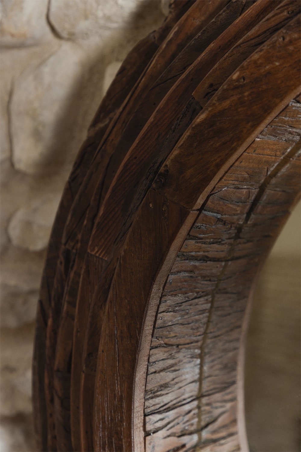 Specchio da parete rotondo in legno riciclato Ø90 cm Malbork