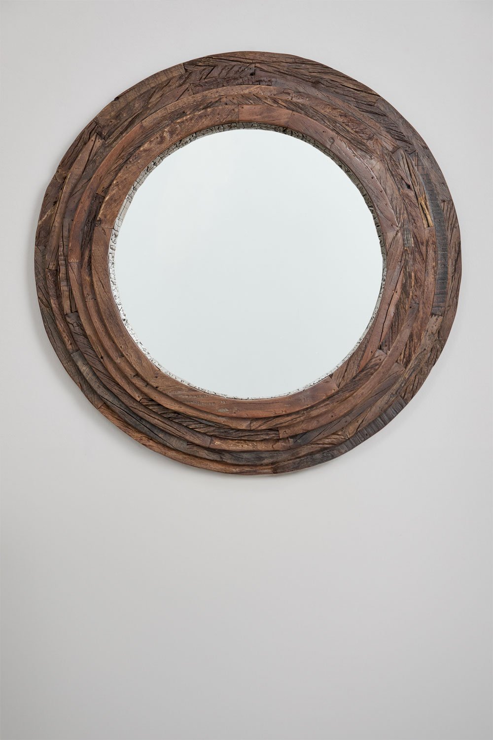 Specchio da parete rotondo in legno riciclato Ø90 cm Malbork