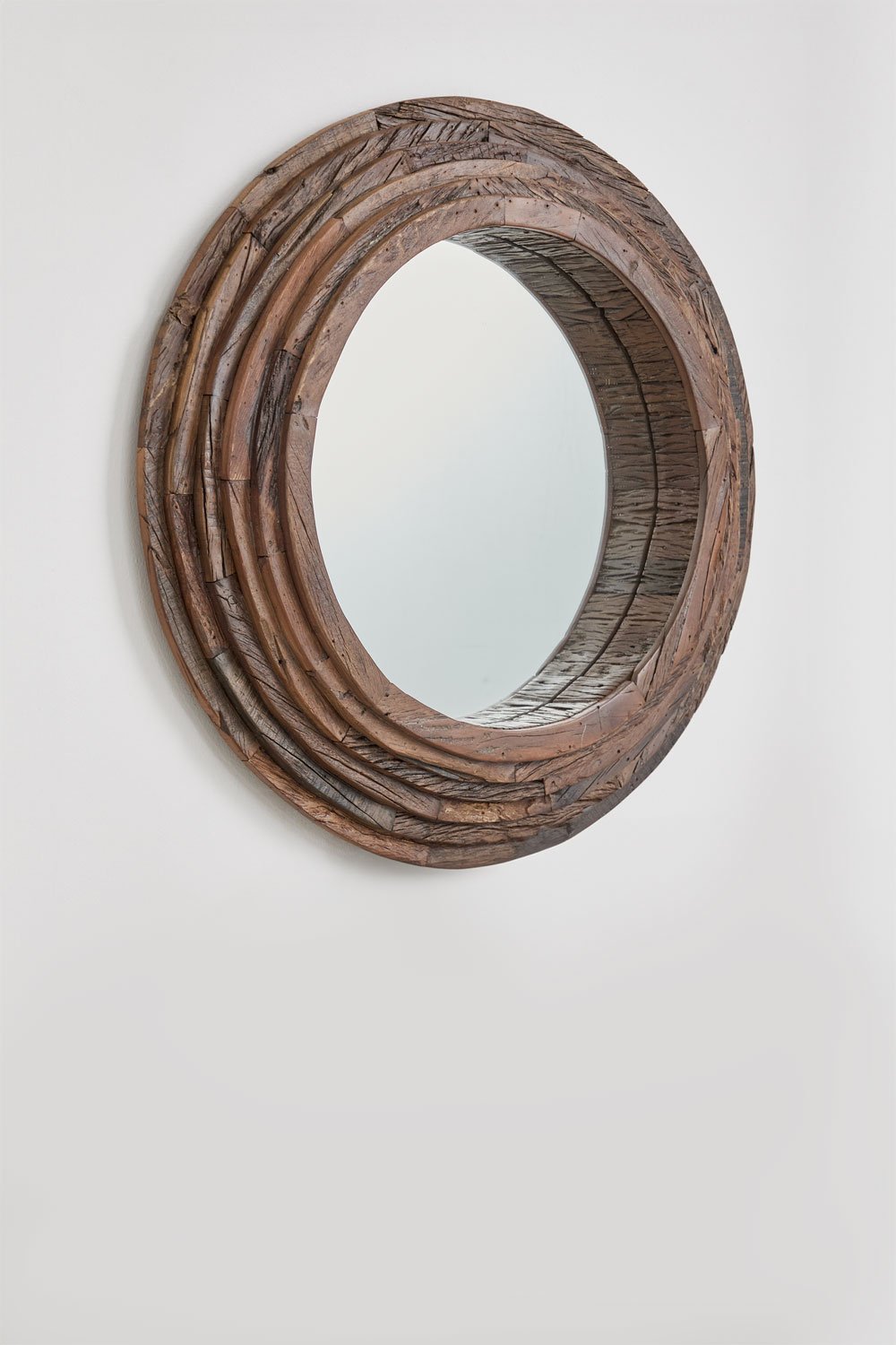 Specchio da parete rotondo in legno riciclato Ø90 cm Malbork