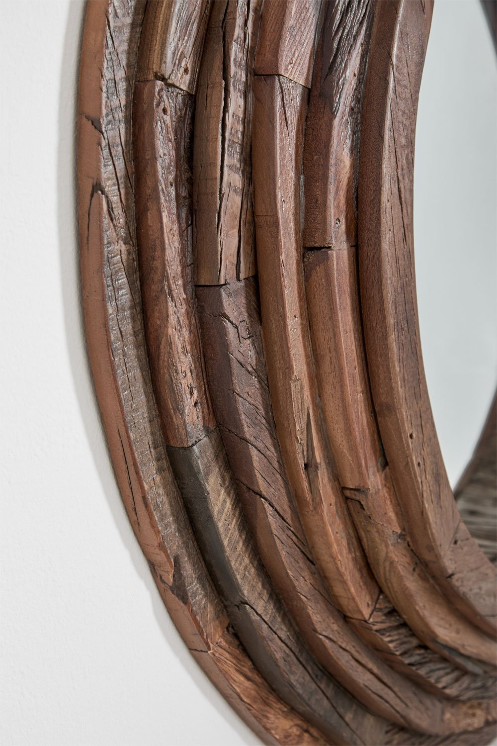 Specchio da parete rotondo in legno riciclato Ø90 cm Malbork