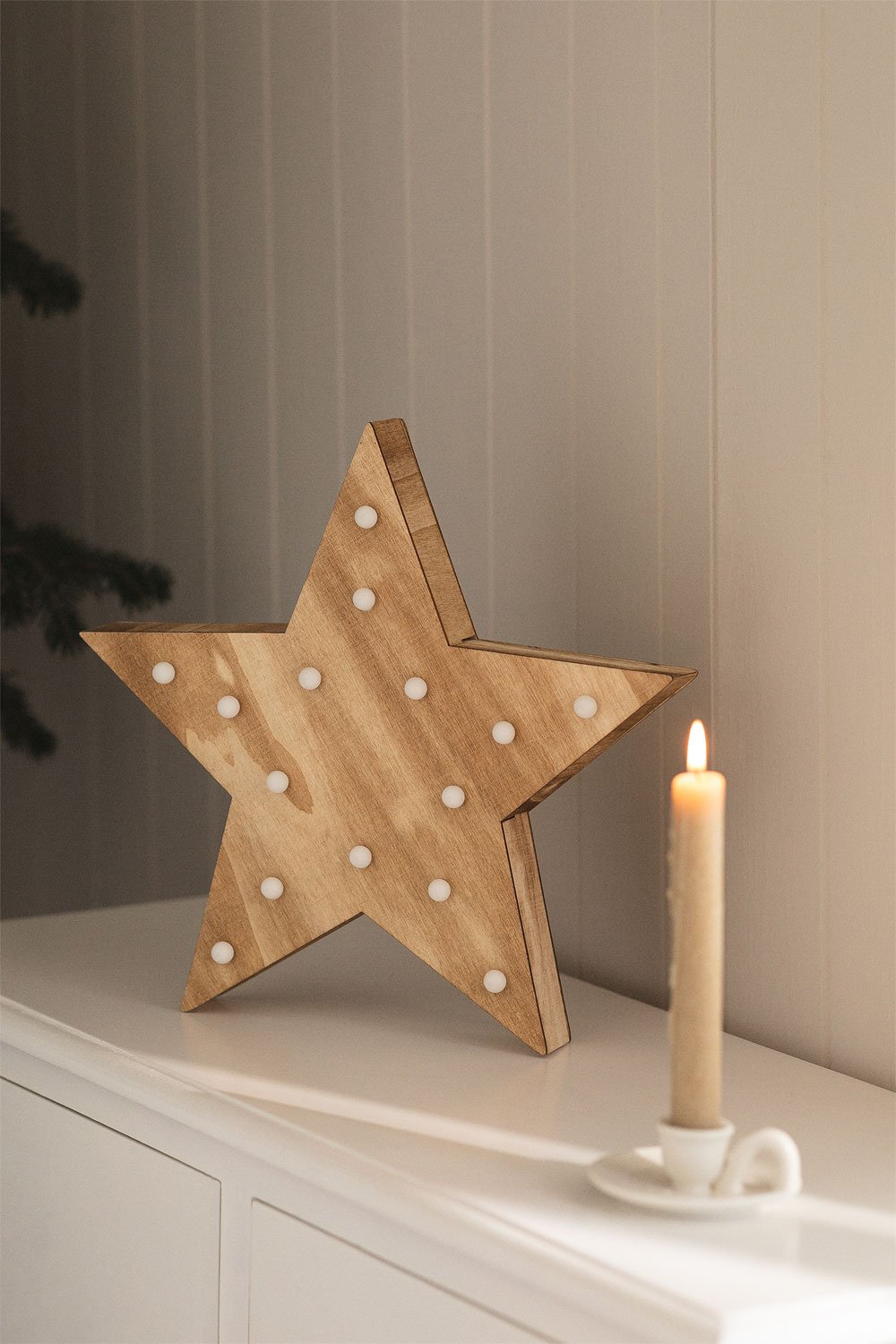 Stella in legno con luci LED Lliva