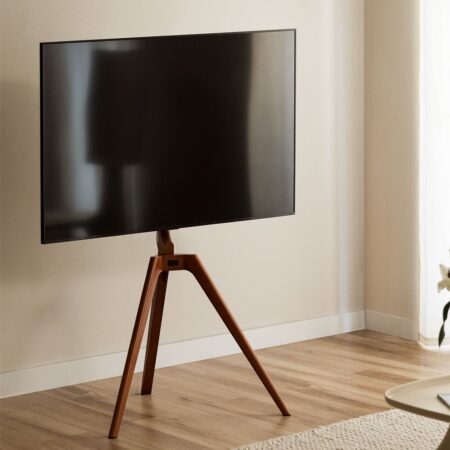 Supporto Treppiede per TV in Acciaio e Legno Curtiz