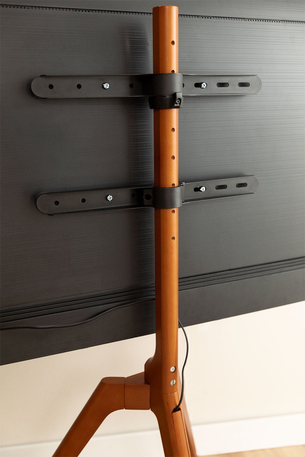 Supporto Treppiede per TV in Acciaio e Legno Curtiz