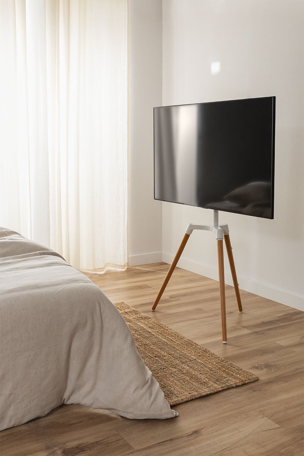 Supporto treppiede per TV Rouben in acciaio e legno