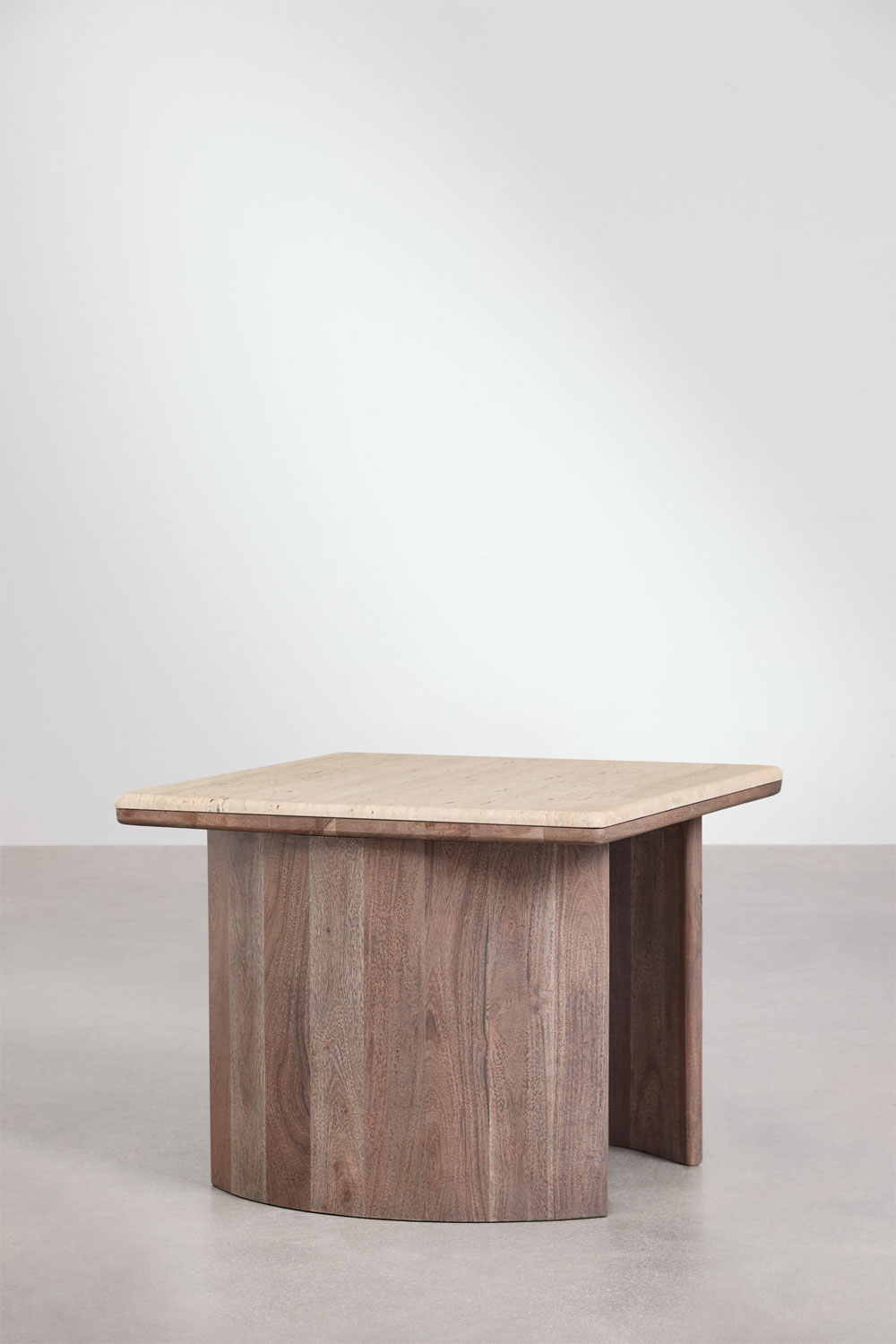 Tavolino Casilda in travertino e legno di acacia