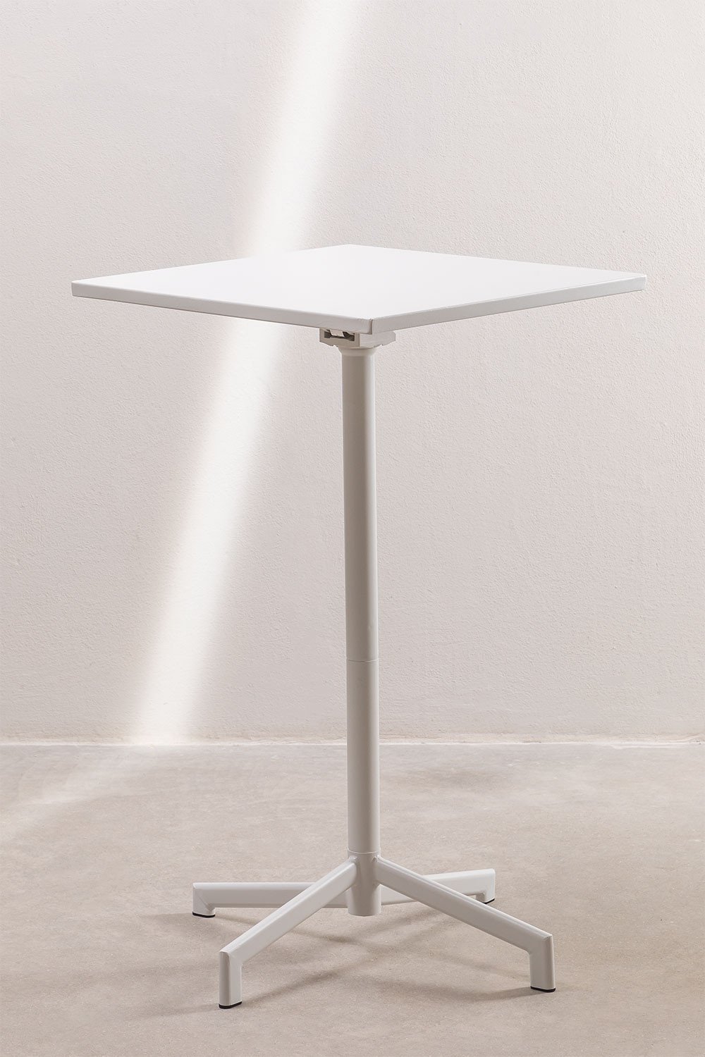 Tavolo da bar quadrato 60x60 cm pieghevole e convertibile in 2 altezze in acciaio Dely
