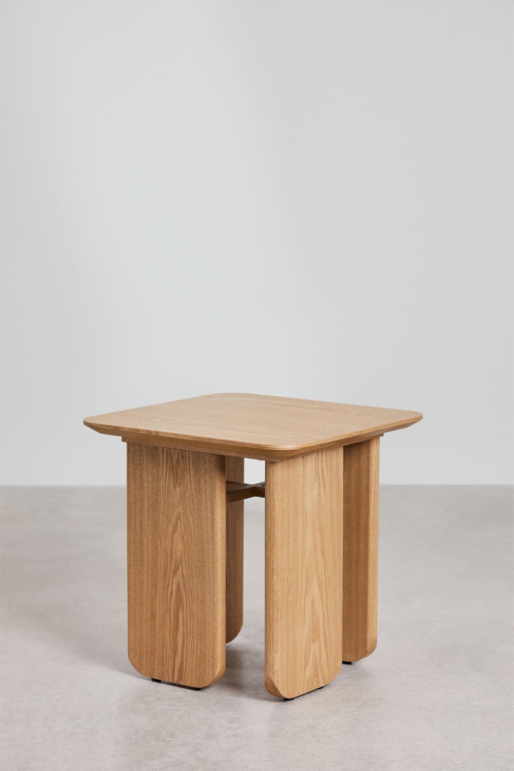 Tavolino quadrato 50x50 cm in MDF e impiallacciatura di frassino Ginger
